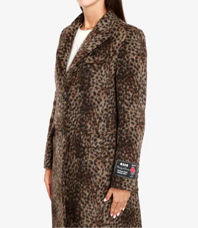 Msgm Coats Spotted In Brown