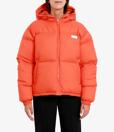 Msgm Logo-plaque Puffer Jacket In Orange