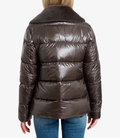Herno Women Grey Ultralight Nylon And Lady Alternative Fur A-shape In Gray