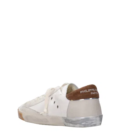 Philippe Model Low Top Sneakers With Suede Heel Tab In White