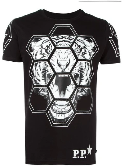 Philipp Plein Swarovski Octagon Tiger T-shirt In Black | ModeSens