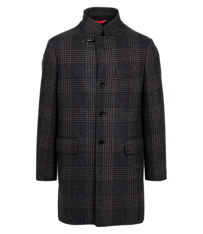 Fay Tartan Coat In Black