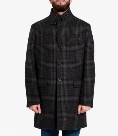 Fay Tartan Coat In Black