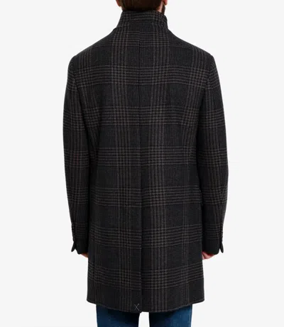 Fay Tartan Coat In Black