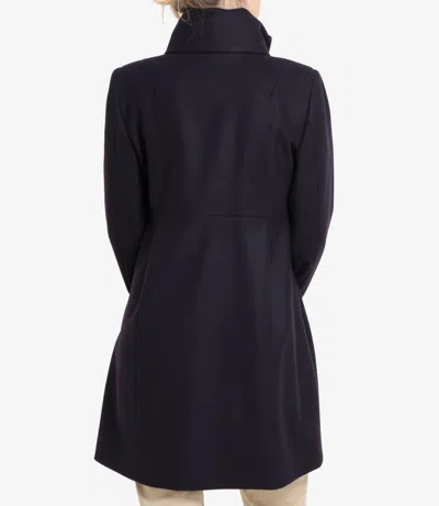 Fay Tailored Black Coat With High Collar In Blue