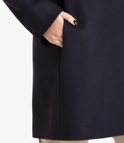 Fay Tailored Black Coat With High Collar In Blue