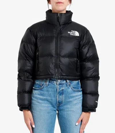The North Face Black Padded Cropped Jacket In Black