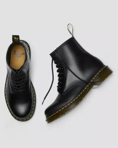 Dr. Martens 1460 Smooth Combat Boots In Black Leather In Black