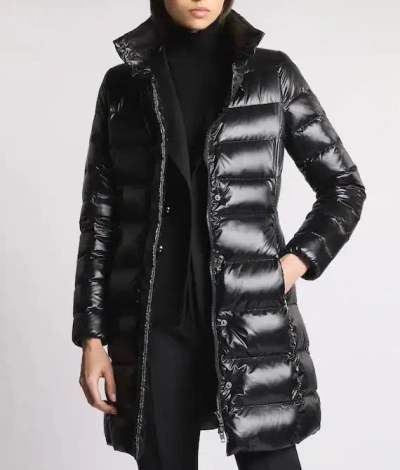 Fay Quilted Nero Down Coat With Structured Collar In Black