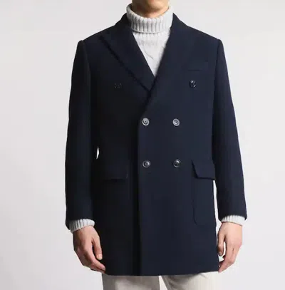 Fay Double-breasted Coat In Blue