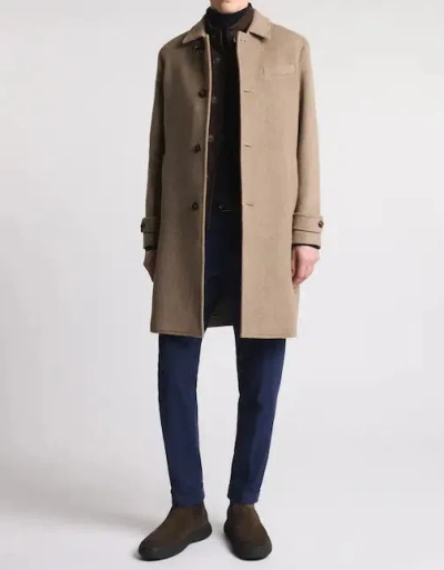Fay Wool Coat With Hook And Multiple Pockets In Neutral