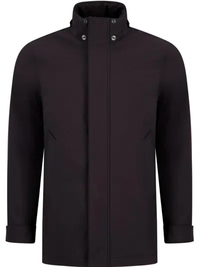 Woolrich Soft Shell Barrow Mac Coat In Black