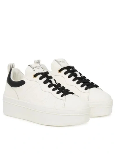 Twinset Leather Platform Sneakers In White