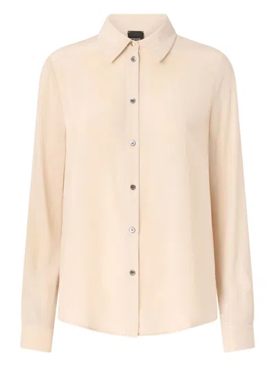 Pinko Button-down Silk Shirt In Neutral