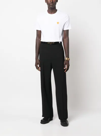 Versace White Cotton Jersey T-shirt With Medusa Head Motif In Multi