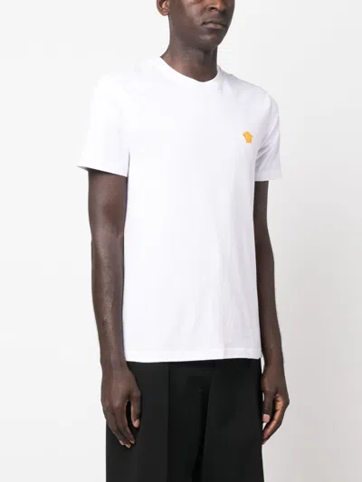 Versace White Cotton Jersey T-shirt With Medusa Head Motif In Multi
