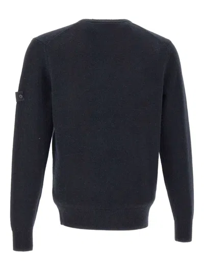 Peuterey Solid Blue Sweater With Round Neckline In Blue