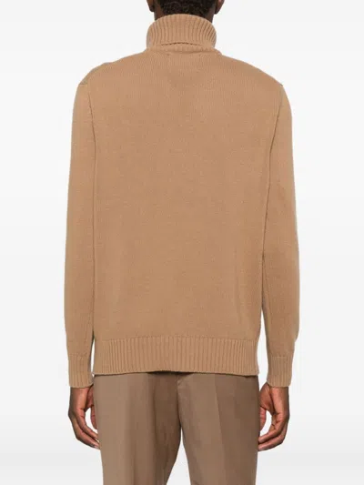 Seven Gauge Timeless Camel Knit Sweater With Smooth Texture In Brown