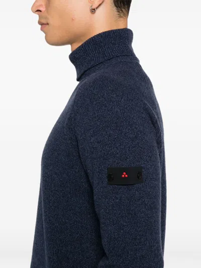 Peuterey Turtleneck Patch Sweater In Blue