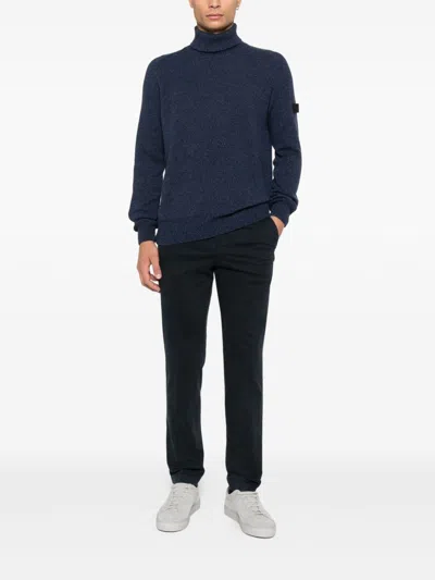 Peuterey Turtleneck Patch Sweater In Blue