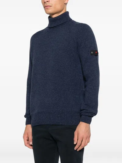 Peuterey Turtleneck Patch Sweater In Blue