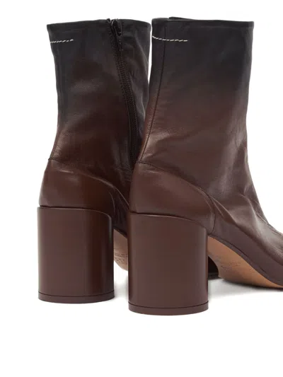 Mm6 Maison Margiela Black Ovine Leather Boots In Brown
