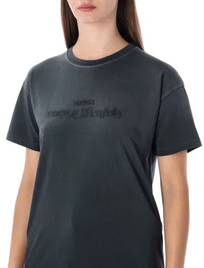 Maison Margiela Elevated Black T-shirt With Distressed Detailing And Signature Logo