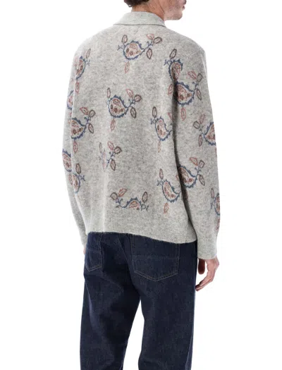 Corridor Maya Jacquard-knit Baby Alpaca-blend Polo Sweater In Gray