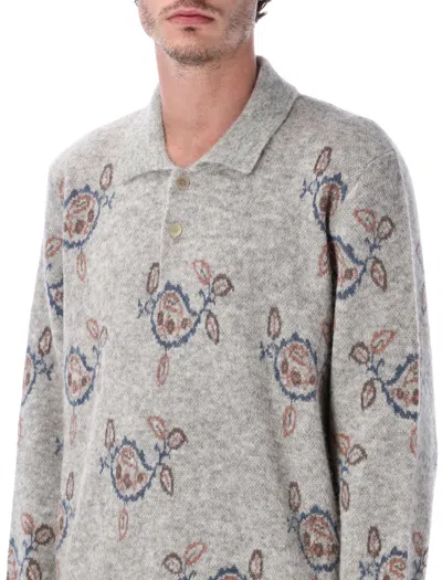 Corridor Maya Jacquard-knit Baby Alpaca-blend Polo Sweater In Gray