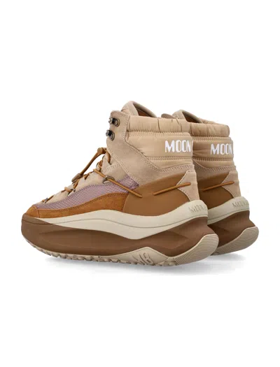 Moon Boot Moon247 Brown And Beige Xlace Mid Sneakers In Brown