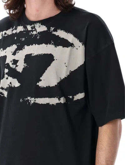 Diesel T-shirt T-boxt Con Logo Floccato In Black