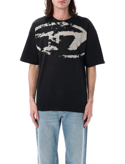 Diesel T-shirt T-boxt Con Logo Floccato In Black