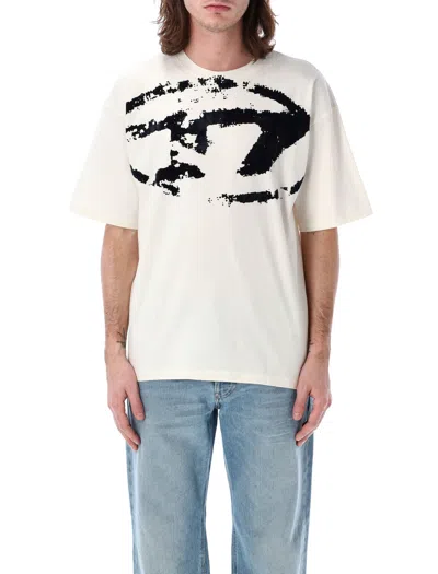 Diesel T-shirt With Distressed Flock Print In White