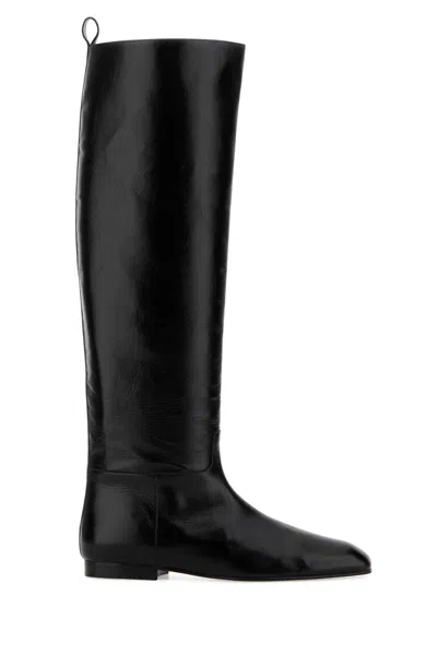 Khaite Black Leather Colt Boots In Black