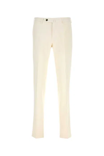 Pt Torino Stretch Cotton Blend Trousers Featuring Pockets In White