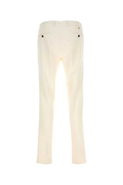 Pt Torino Stretch Cotton Blend Trousers Featuring Pockets In White