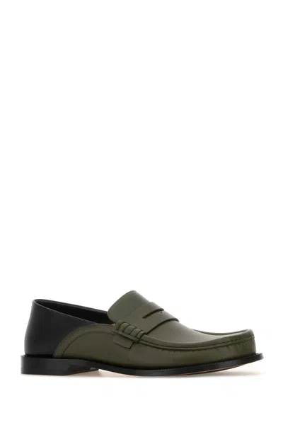 Loewe Men Two-tone Leather Campo Flap Loafers In Multi