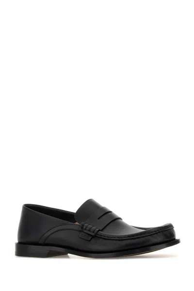 Loewe Penny Strap Round Toe Stitched Detailing Loafers In Animal Print