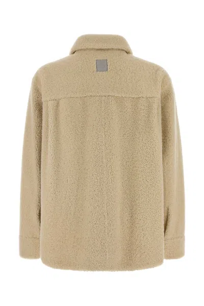 Loewe Shearling Jacket With Curved Hem And Collar In Brown