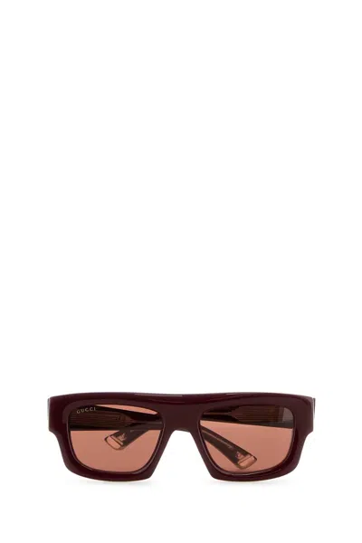 Gucci Men Burgundy Acetate Sunglasses In Red