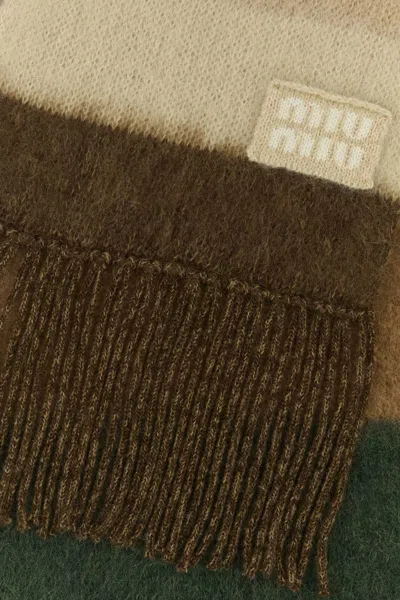 Miu Miu Embroidered Mohair Blend Scarf In Multi
