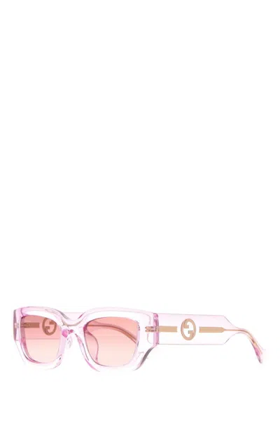 Gucci Low Bridge Rectangular Sunglasses In Pink