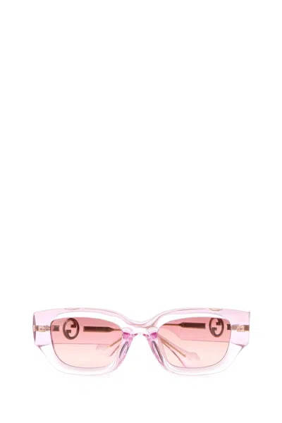 Gucci Low Bridge Rectangular Sunglasses In Pink
