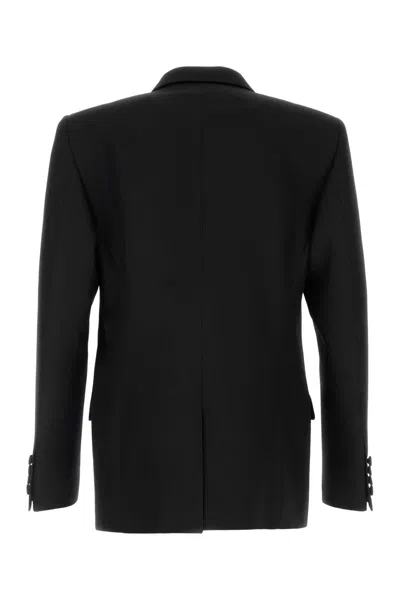 Valentino Tailored Double-breasted Polyester Blend Jacket In Black