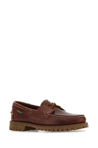 Sebago Round Toe Brogues With Eyelet And Stitching In Brown