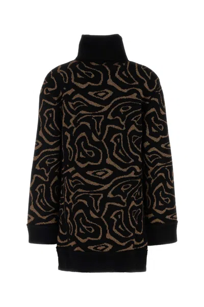 Pucci Embroidered Polyester Blend Oversize Sweater In Black