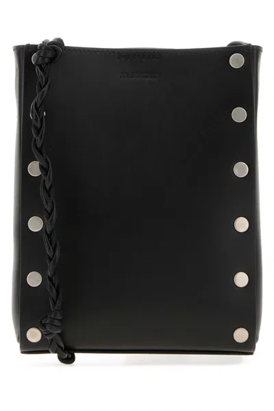 Jil Sander Black Leather Tangle Crossbody Bag In Black