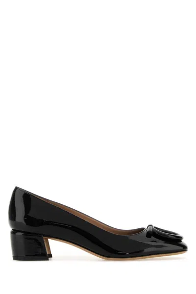 Ferragamo Mara Patent Gancini Block-heel Pumps In Black