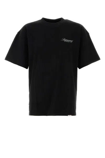 Represent Black Crewneck T-shirt With With Front And Back Owners Club Print In Cotton Man In Black