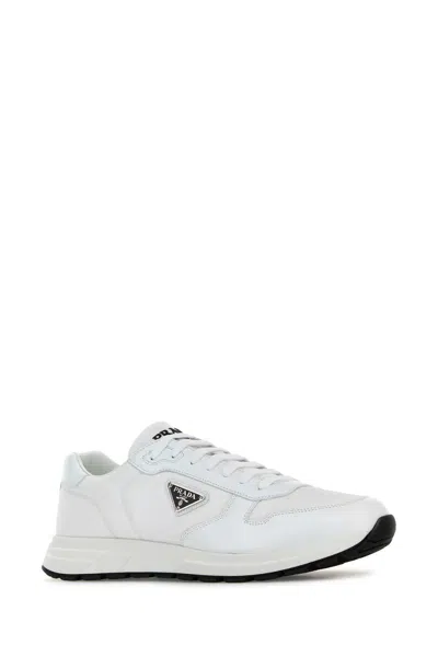 Prada White Nylon And Leather Prax 2.0 Sneakers In White